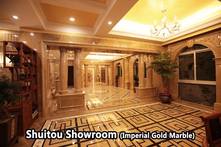 Mármol de oro imperial para la sala de muestra de la decoración interior Imperical Gold Marble for Interior Decoration Sample Room