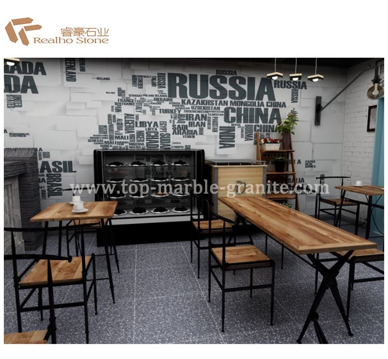 dark grey terrazzo tile