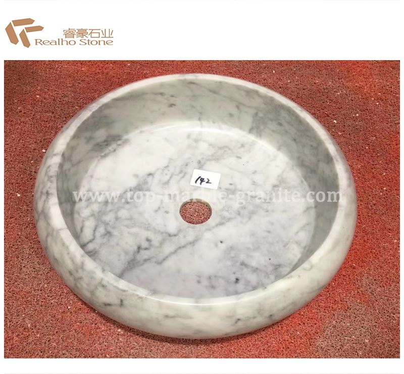 round shape white marble sink