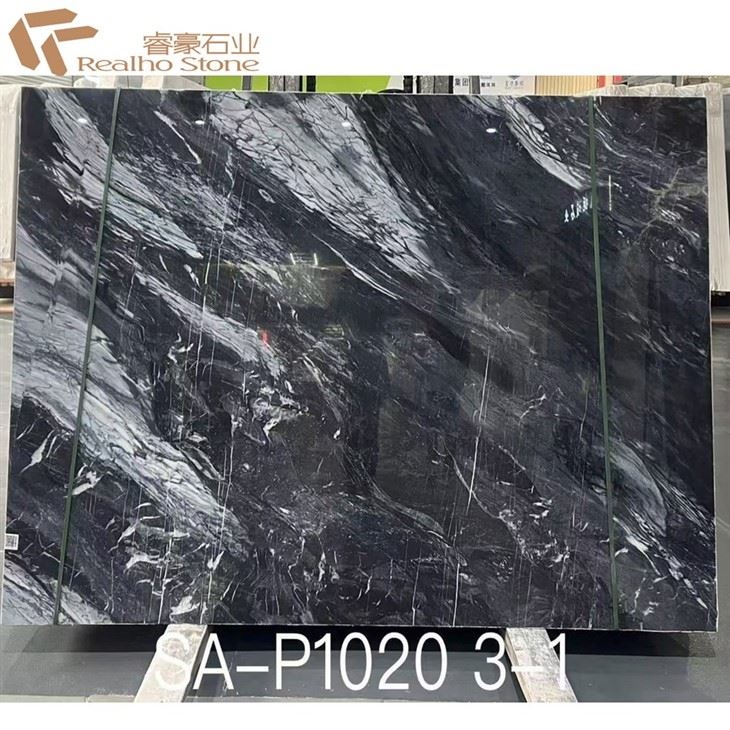 Dark grey marble luxury bathroom floor tile