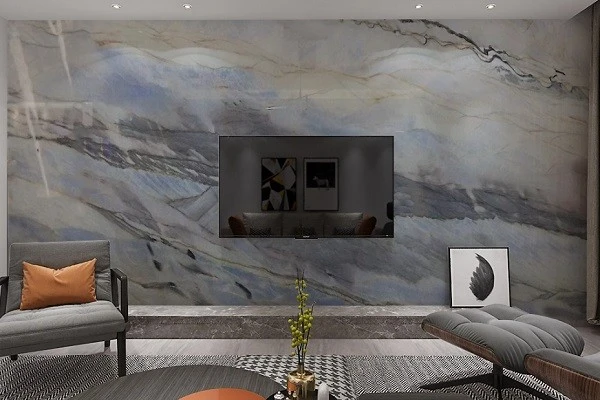 Blue marble wall