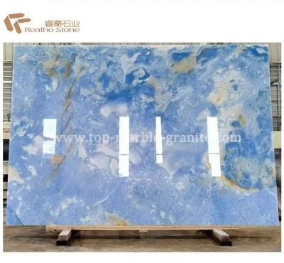 Mármol de ónix de jade azul para panel de pared de fondo de piedra