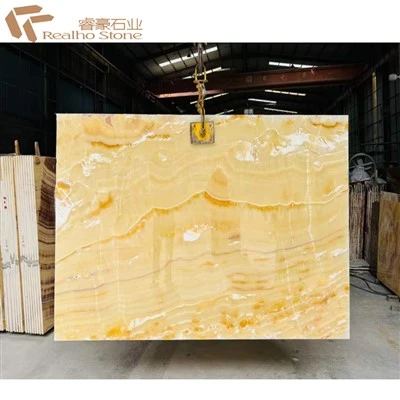 Azulejos de losas de piedra de ónix amarillo anaranjado natural precio bajo