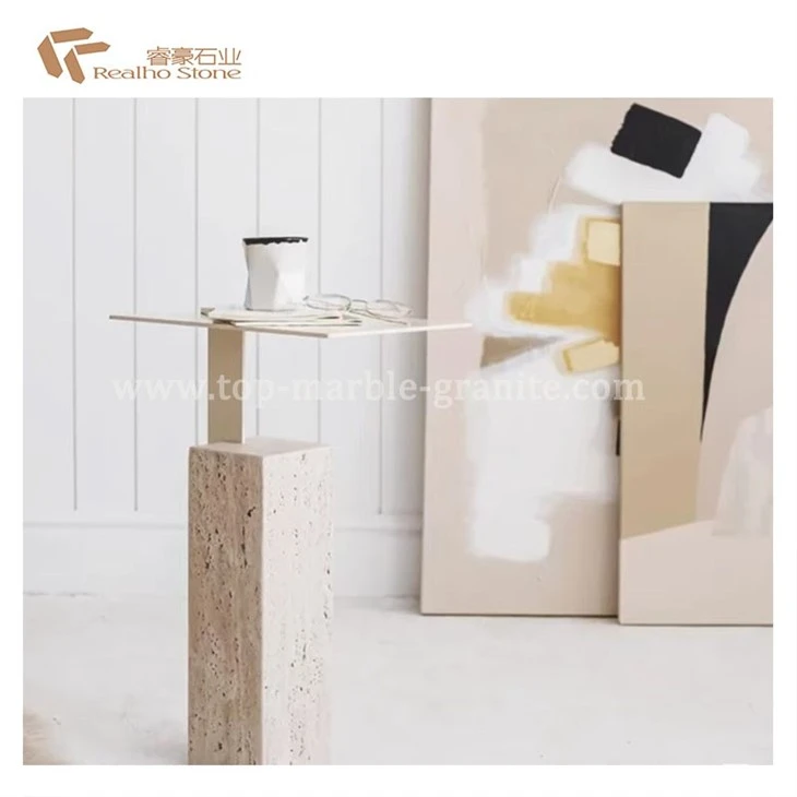 Travertine Side Table— - Decora tu hogar