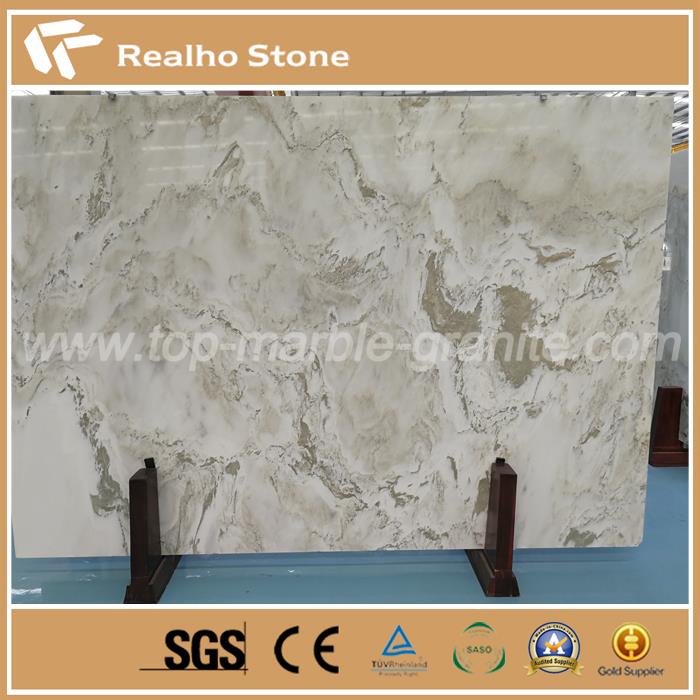 Landscape White Marble Bookmatch For Wall / Flooring Design