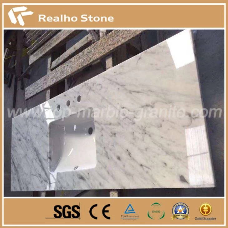 Natural Carrara White Marble Bathroom Tops
