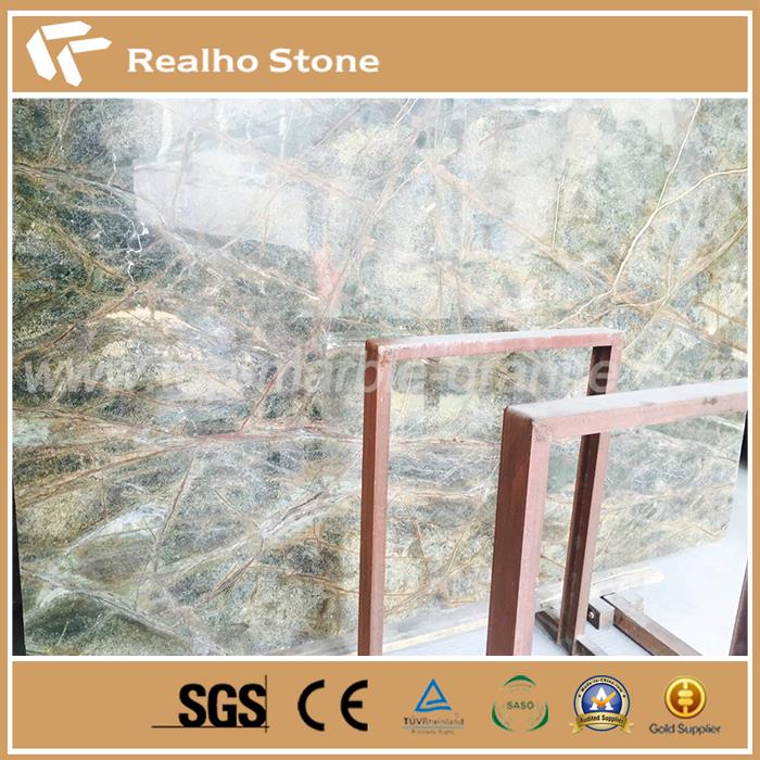 India Rainforest Green Marble Slab for Flooring Tile Decoration