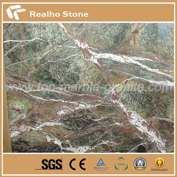 India Rainforest Green Marble Slab for Flooring Tile Decoration