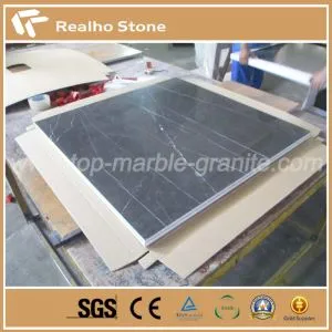 Azulejo laminado de mármol gris Pietra con cerámica de respaldo