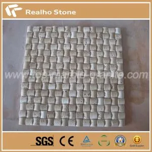 Azulejos de pared de mosaico de baño de piedra de travertino blanco súper personalizado