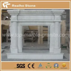 Volakas decorativas personalizadas de mármol blanco natural, chimeneas de piedra tallada