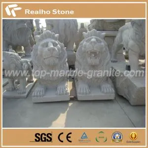 Jardín de piedra grande Animal Estatuas de leones