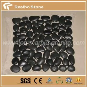 Azulejo de piedra negro Pebble Stone