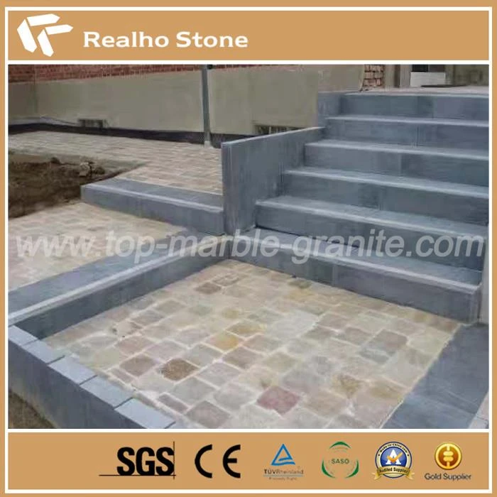 Chinese Honed Blue Limestone Steps With Anti-slip Strip