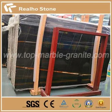 Naturaleza Negro Color Nero Dorato Mármol con Venas de Oro