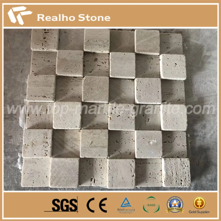 Azulejos de mosaico de forma cuadrada de travertino caídos