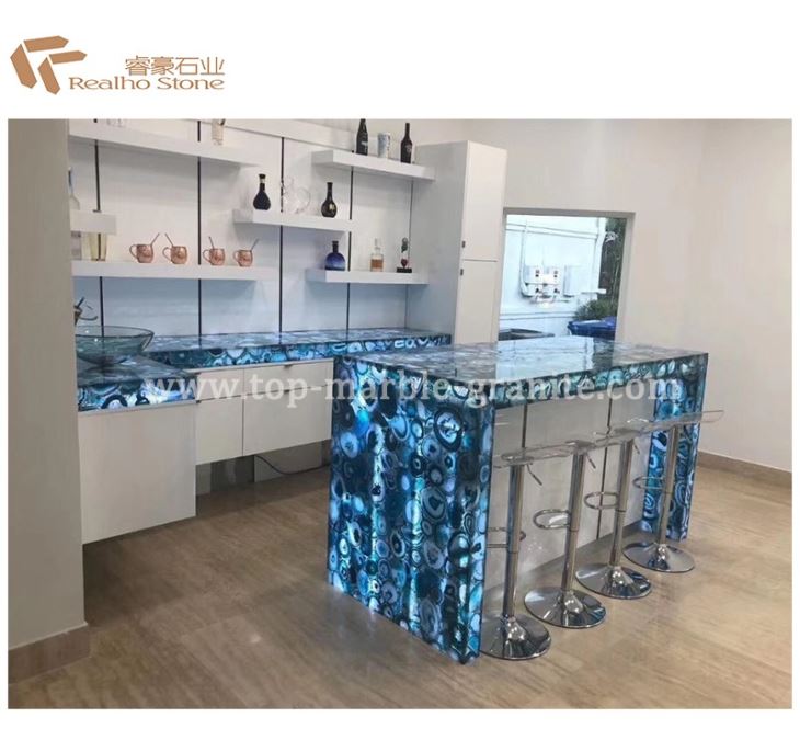 Blue Gemstone Kitchen Island Countertop