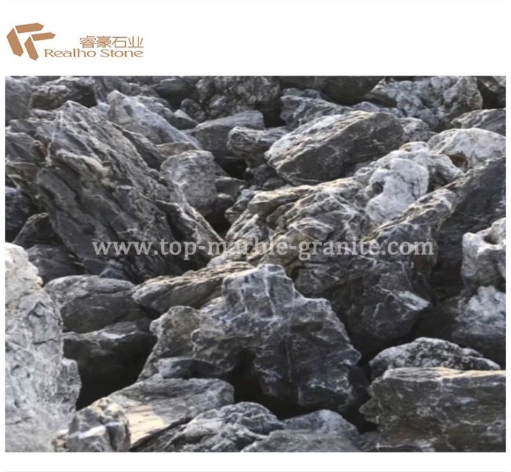 Black with white veins landscape stones