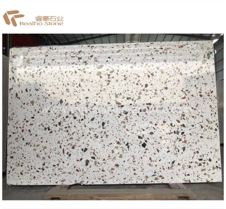 Multi Colorful Patterns White Terrazzo Tiles