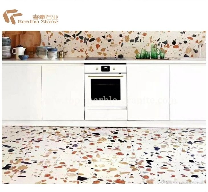 Multi Colorful Patterns White Terrazzo Tiles