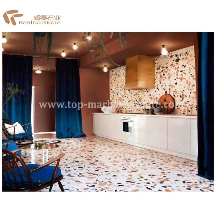 Multi Colorful Patterns White Terrazzo Tiles
