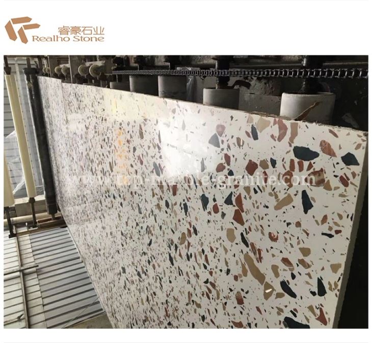 Multi Colorful Patterns White Terrazzo Tiles