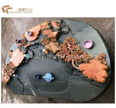 Diseño de bandeja de té de piedra negra