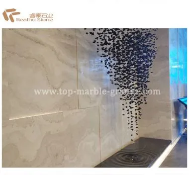 Azulejos de mármol de madera blanca de corte cruzado