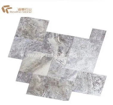 Azulejos de travertino gris plateado para pisos