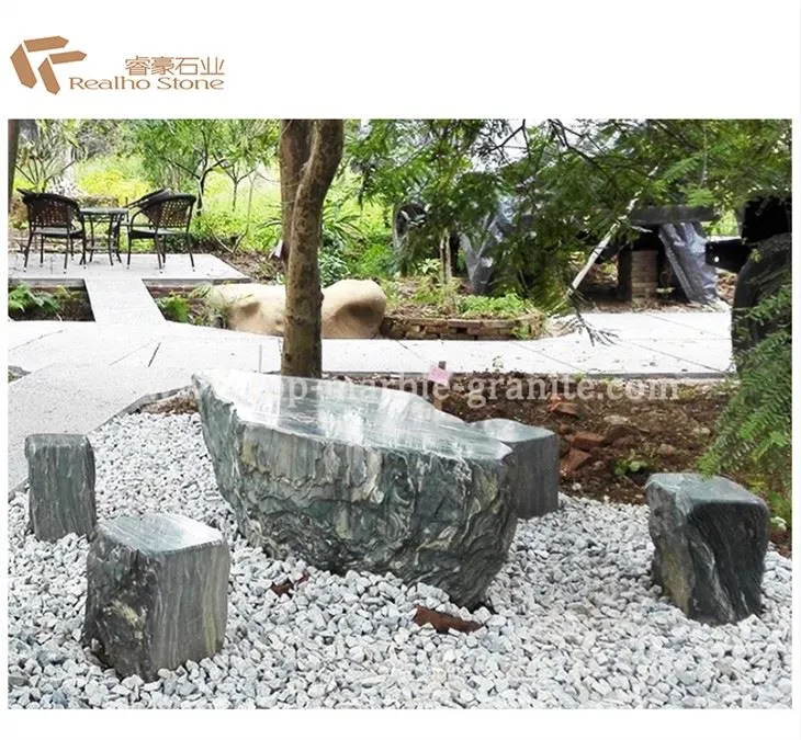 Taburete de mesa silla de mármol verde jade para patio jardín
