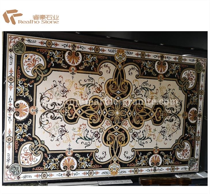 Incrustación de azulejos de medallón de pared de mármol Waterjet de estilo europeo
