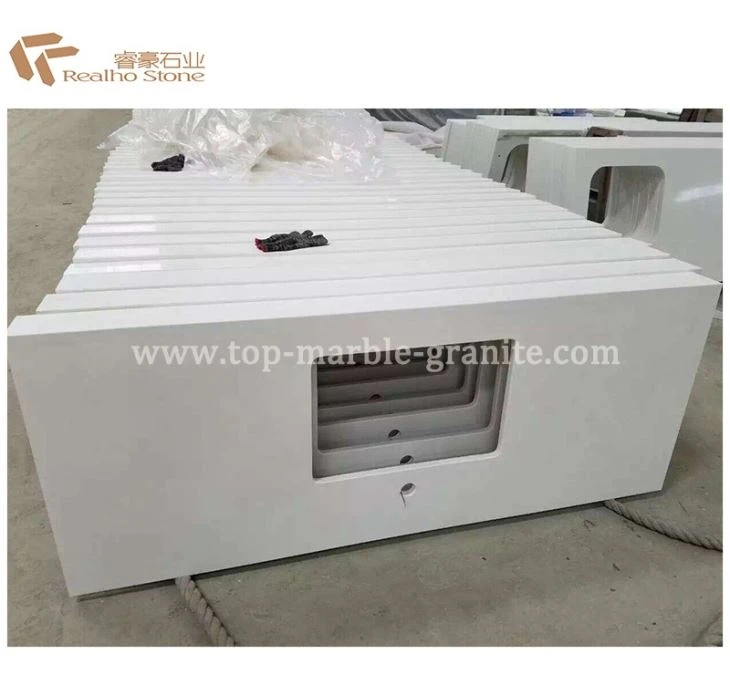 pure white quartz kitchen countertop