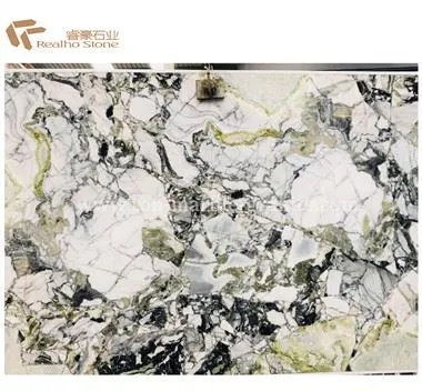 Losas de mármol verde jade de hielo de lujo para diseño de interiores y encimeras