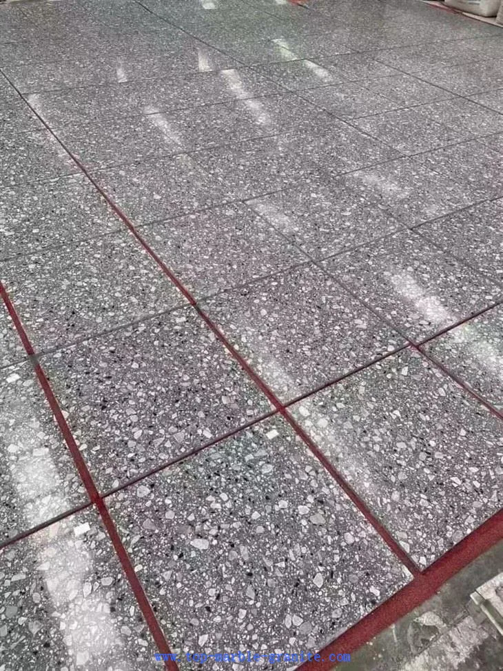 Terrazzo stone tiles lay out